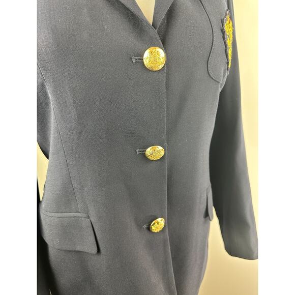 *Flaw Lauren Ralph Lauren Crown Crest 100% Wool Blazer Jacket Navy Womens Size 6 - Picture 8 of 16